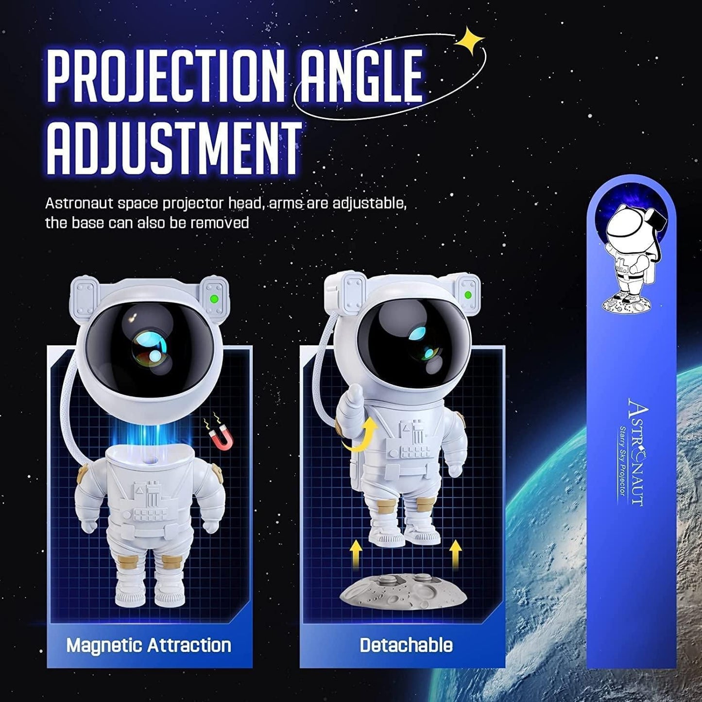 Astronaut Galaxy Projector - 360 Magnetic Head Rotation Remote Control